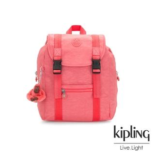 【KIPLING】甜美蜜桃橘素面雙扣掀蓋後背包-AICIL