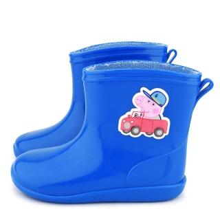 【童鞋城堡】童鞋城堡-粉紅豬小妹 喬治豬 中童 小汽車短筒雨鞋(PG8561-藍)