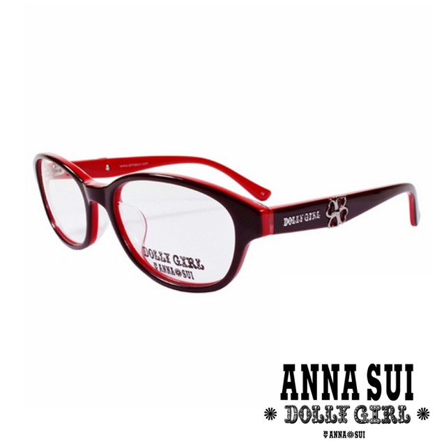 【ANNA SUI 安娜蘇】Anna Sui日本安娜蘇Dolly Girl系列—立體雙色幸運草光學眼鏡(DG523-220-紅)