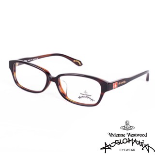 【Vivienne Westwood】ANGLO MANIA系列-英倫龐克黑框方塊土星環光學眼鏡(AN249-02-橘琥珀)