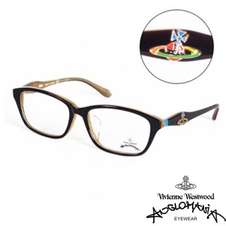 【Vivienne Westwood】ANGLO MANIA系列-英倫黑框龐克土星環光學眼鏡(AN243-03-鉻黃)