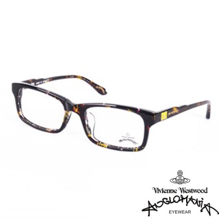 【Vivienne Westwood】ANGLO MANIA系列-龐克黑框方塊土星環光學眼鏡(AN250-03-黃琥珀)