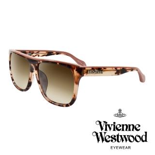 【Vivienne Westwood】ANGLO MANIA系列-英倫時尚經典LOGO太陽眼鏡(AN844-02-琥珀蜜橙)