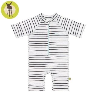 【Lassig】嬰幼兒抗UV短袖連身式泳裝-線條藍