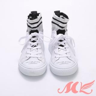 【MK】MOMO運動風襪套綁帶短靴(運動風襪套綁帶短靴)