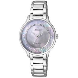 【CITIZEN 星辰】L系列 自信光采光動能真鑽女錶-白蝶貝/30mm(EM0380-65D)