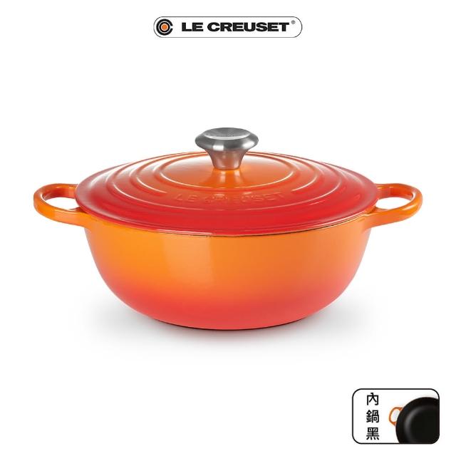 【Le Creuset】琺瑯鑄鐵典藏媽咪鍋 26cm(火焰橘-鋼頭)