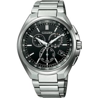 【CITIZEN 星辰】GENTS光動能鈦金屬三眼計時錶-黑(CB5040-80E)