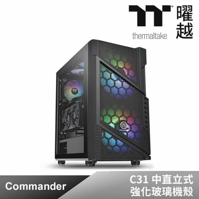 【Thermaltake 曜越】Commander C31 ARGB風扇強化玻璃機殼(CA-1N2-00M1WN-00)