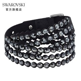 【SWAROVSKI 施華洛世奇】Impulsep Slake 黑色華麗閃耀手環