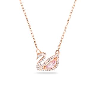 【SWAROVSKI 施華洛世奇】Swan 項鏈 天鵝 粉紅色 鍍玫瑰金色(情人節禮物)