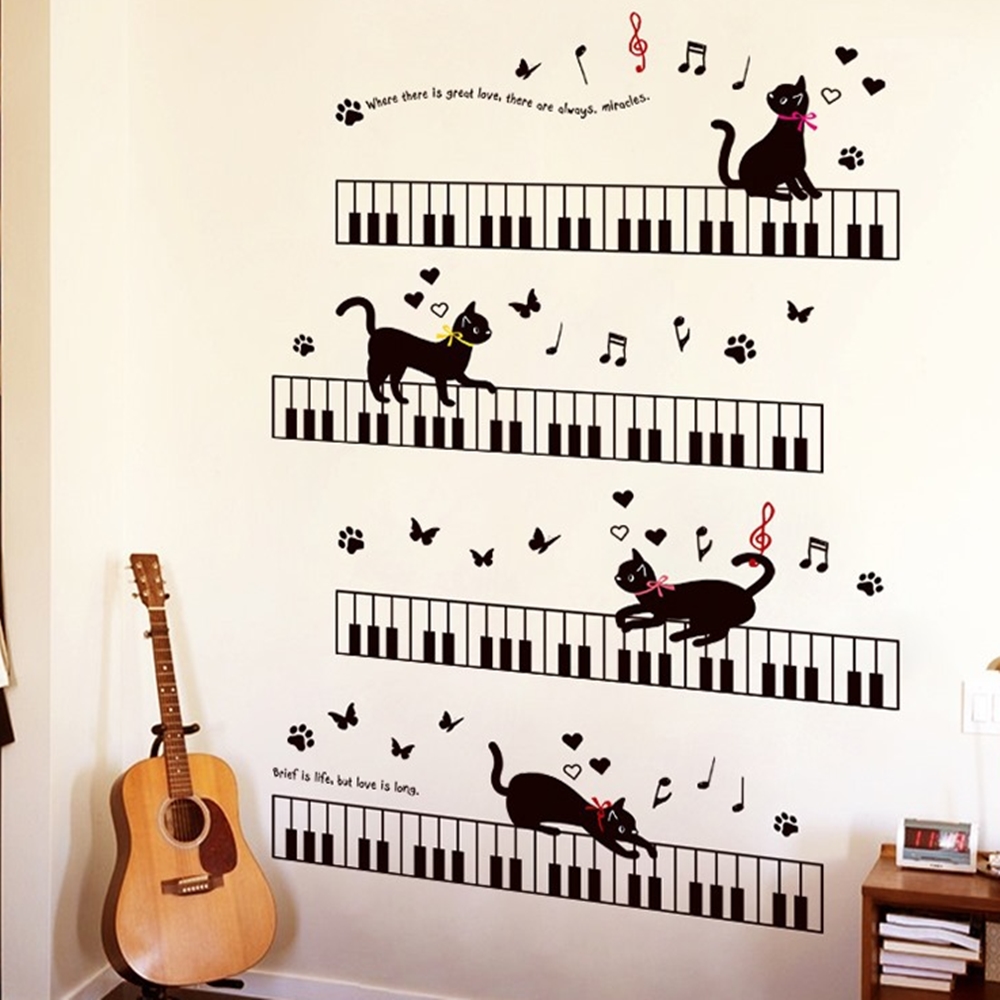 Loviisa 音符與貓 無痕壁貼壁紙 Momo購物網