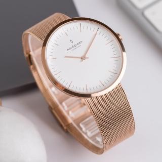 【Nordgreen】ND手錶 無限 Infinity 40mm 玫瑰金殼×白面 玫瑰金米蘭帶(IN40RGMEROXX)
