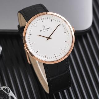 【Nordgreen】ND手錶 無限 Infinity 40mm 玫瑰金殼×白面 黑色鱷魚紋真皮錶帶(IN40RGLEBCXX)