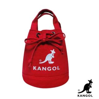 【KANGOL】韓版玩色系列-帆布斜背水桶包(棗紅 AKG1214)