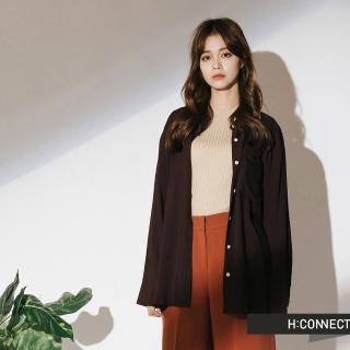【H:CONNECT】韓國品牌 女裝 - 單口袋柔軟素面襯衫(咖啡色)
