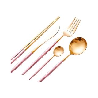 【莫內花園】職人手作頂級304不鏽鋼鈦金餐具_4件式(主餐刀+主餐叉+主餐勺+筷子)