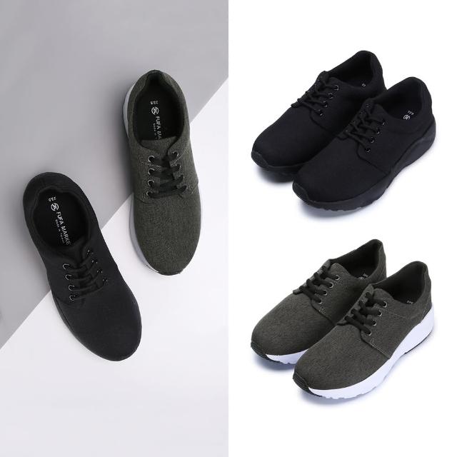 【FUFA Shoes 富發牌】高彈力純黑女款休閒慢跑鞋-全黑 1AK50