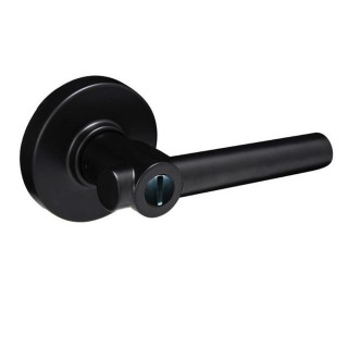LP2X90G 加安浴廁鎖 消光黑 內側自動解閂 安裝60mm 門厚30-45mm(無鑰匙 水平把手鎖 圓套盤)