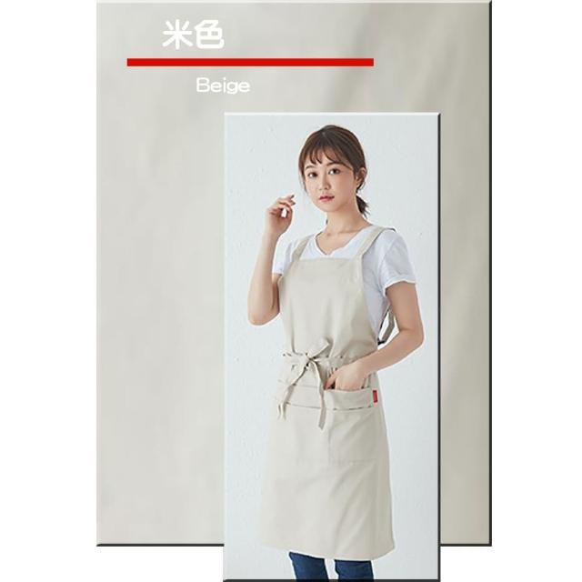 H型素色精梳全棉圍裙(素面H型素色日韓咖啡工作服透氣全棉)