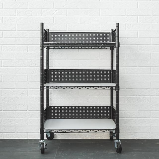 【dayneeds 日需百備】60x45x90cm 廚房置物推車 含圍籬+PP板+工業輪(推車/微波爐架/層架)