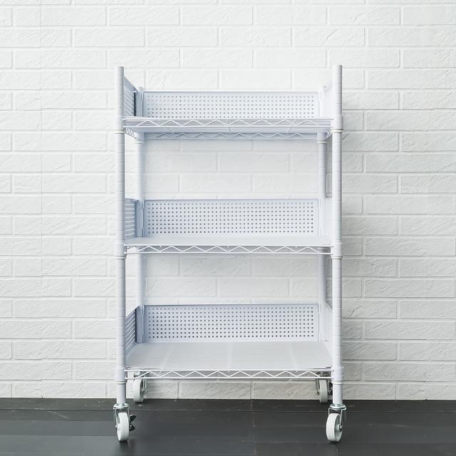 【dayneeds 日需百備】60x45x90cm 廚房置物推車 含圍籬+PP板+工業輪(推車/微波爐架/層架)