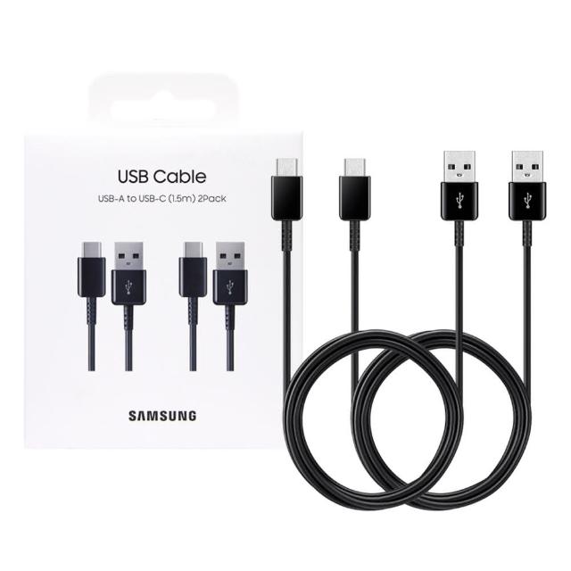 【SAMSUNG 三星】原廠USB Type-C 傳輸線-2入 新款黑(公司貨-盒裝)