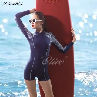 【SARLEE 沙麗】時尚流行女長袖連身款四角/平口泳裝(NO.H19129)