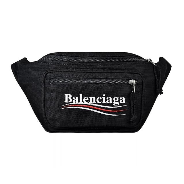 Balenciaga 巴黎世家【Balenciaga 巴黎世家】BALENCIAGA巴黎世家Explorer經典刺繡LOGO尼龍拉鍊胸腰包(黑)