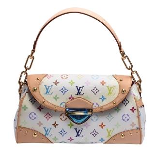 【Louis Vuitton 路易威登】M40203 Beverly MM村上隆Multicolore釦式肩背包(白彩-展示品)