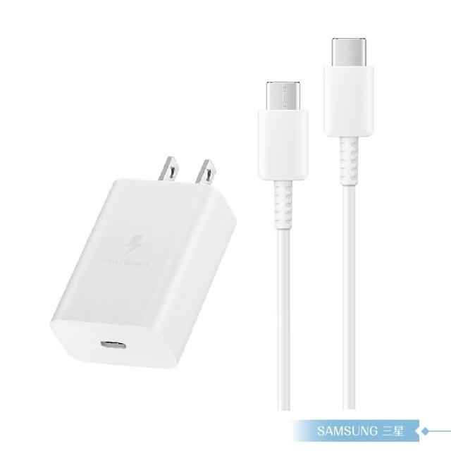 【Samsung 三星】原廠盒裝15W Type C充電器T1510+三星製造 雙Type C線組(for Galaxy A)