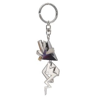 【Balenciaga 巴黎世家】巴黎世家三角壓克力X金屬閃電鑰匙圈吊飾(深紫302073-5445)