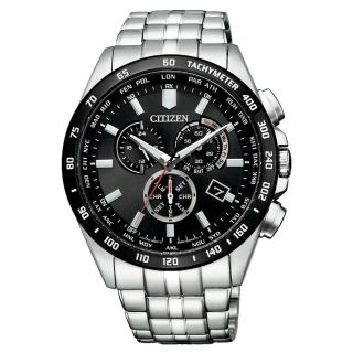 【CITIZEN 星辰】GENTS藍寶石電波對時黑錶面腕錶(CB5874-90E)