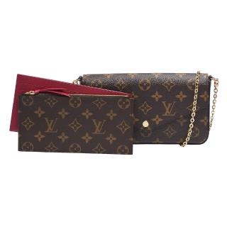 【Louis Vuitton 路易威登】M61276 Pochette Felicie系列肩揹/手拿包(紫紅)