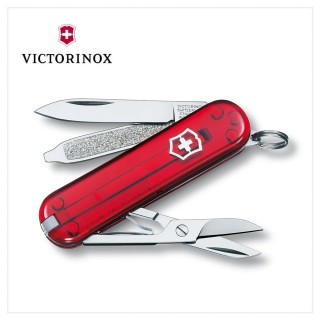 【VICTORINOX 瑞士維氏】Classic SD7用瑞士刀/透紅(0.6223.T)