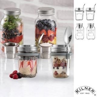 【KILNER】歡樂聖誕輕食餐點密封沙拉罐4件組(附湯匙)