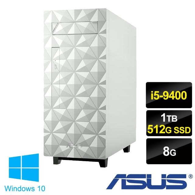 【主機+22型螢幕超值組】ASUS H-S340MF i5-9400六核雙碟電腦-白（i5-9400/8G/1TB+512G SSD/W10）