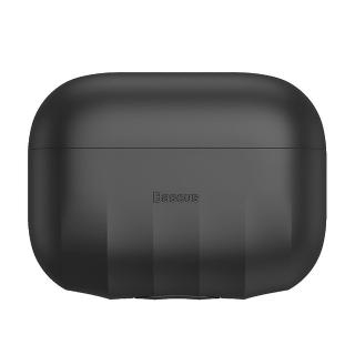 【BASEUS】倍思純色AirPods Pro矽膠貝殼紋防摔保護耳機盒收納套(黑色)