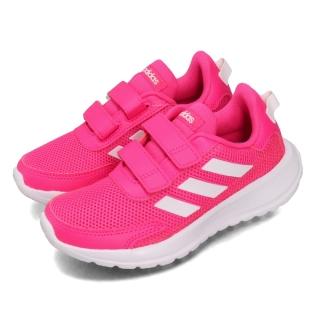 【adidas 愛迪達 】童鞋 慢跑鞋 Tensaur Run 運動休閒   愛迪達 路跑 魔鬼氈 郊遊 踏青 中童 粉 白(EG4145)