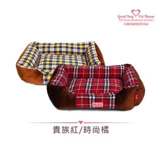 【GBPH好寶貝】美式經典格紋寵物床 M-50x40x20cm(睡墊/防水/親膚/暖和/防滑/耐洗耐用/全可拆洗/寵物床墊窩)