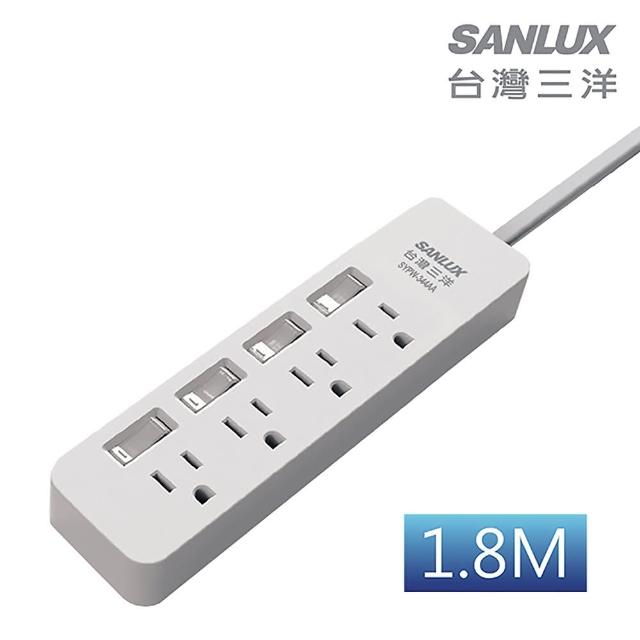 【SANLUX 台灣三洋】轉接電源線-3孔4座4切插座1.8M(SYPW-344AA)