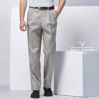 【Emilio Valentino 范倫鐵諾】經典棉料雙摺休閒長褲_卡其(70-9A2712)