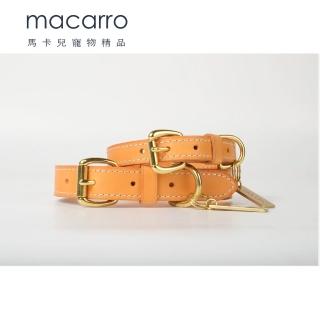 【macarro馬卡兒寵物精品】義大利皮革 寵物項圈 頸圈(L號-大型犬)