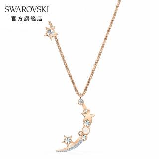 【SWAROVSKI 施華洛世奇】Starry Night Moon 玫金色繁星之月項鏈