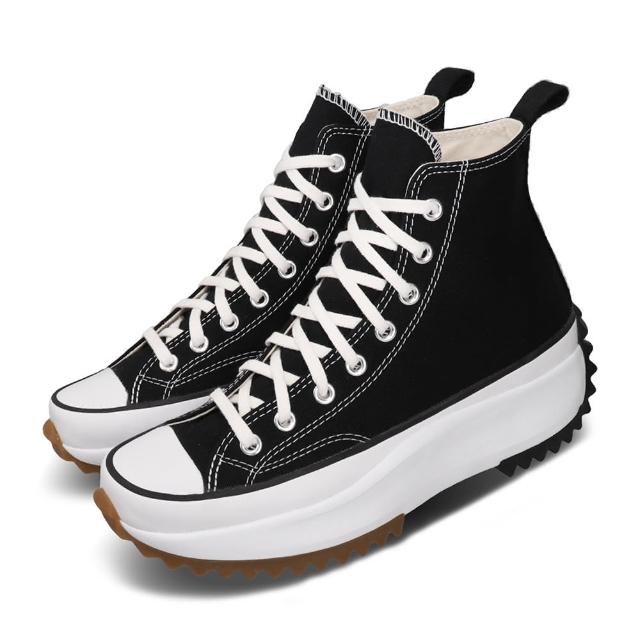 【CONVERSE】帆布鞋 Run Star Hike 穿搭 男女鞋 厚底 增高 平民版 黑 白 休閒鞋(166800C)