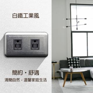 【朝日電工】工業風白鐵組合式雙附接地插座組(復古插座組)