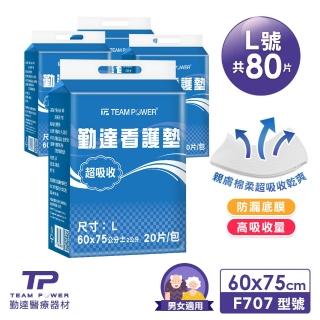 【勤達】1分鐘瞬吸尿墊看護墊L共80片-20片/包共4包(贈H550尿片3片/組)