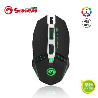 【MARVO魔蠍】M112魔蠍七彩RGB滑鼠7D40(4段DPI可調 遊戲體驗不間斷)