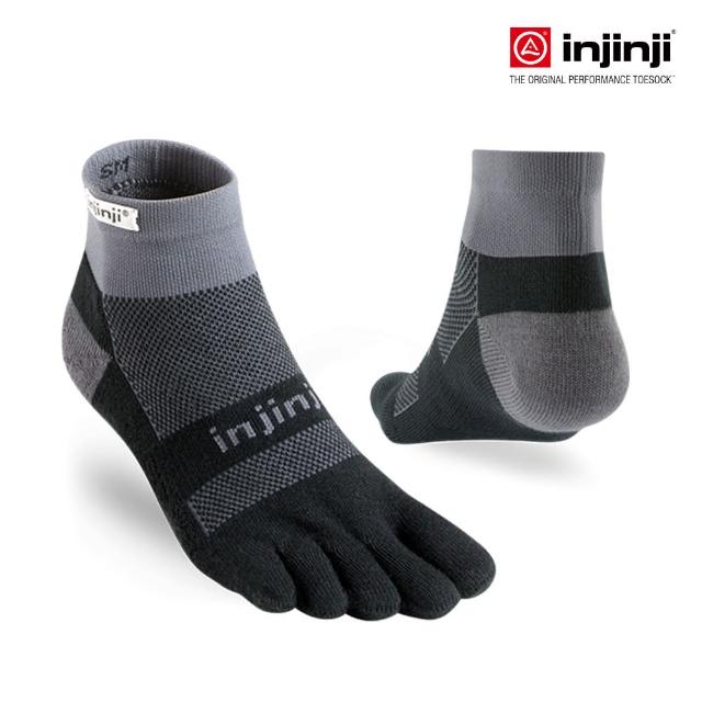 【Injinji】RUN 避震吸排五趾短襪(黑灰)