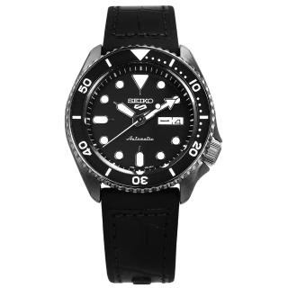 【SEIKO 精工】5 Sports 機械錶 自動上鍊 壓紋矽膠手錶 黑色 41mm(4R36-07G0X.SRPD65K3)